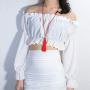 KELITCH Exclusive Crystal Beaded Necklace Luxury Silver Buddha Head Tassel Long Necklace