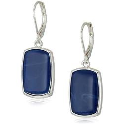 Nine West Silver-Tone and Denim Large Drop Earrings