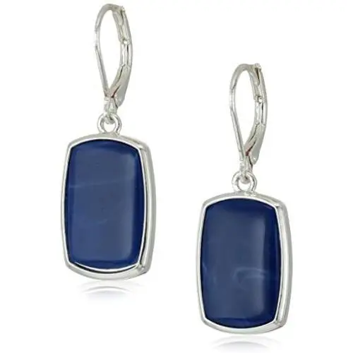 Nine West Silver-Tone and Denim Large Drop Earrings Nine West Silver-Tone and Denim Large Drop Earrings