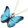 WEVENI Acrylic Blue Morpho Butterfly Necklace Insect Pendant Spring Summer Jewelry Novelty Gifts for Women Girls Ladies