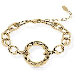Frwiskp Link Chain Bracelet - 18K Real Gold Plated Oval Chain Link Bracelet 6 Inch fashion Jewelry Gift for Women and Girls