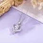 ESSIE ODILA Heart Necklaces for Women Sterling Silver Birthstone Pendant 5A Heart-Shape Cubic Zirconia Birthday Gift for Women Mom Girls