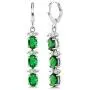 Gem Stone King 7 Inch Green and White CZ Bracelet Set With Matching 2 Inch Oval shape Dangle Earrings