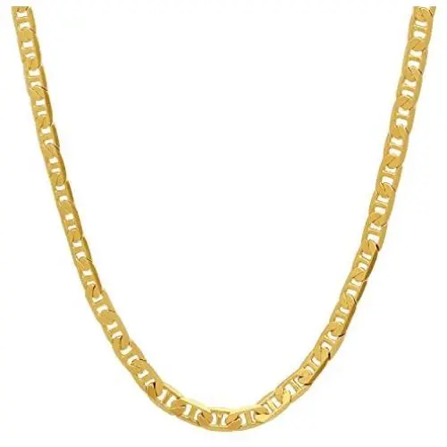 The Bling Factory 3mm-12mm 14k Yellow Gold Plated Flat Mariner Chain Necklace or Bracelet The Bling Factory 3mm-12mm 14k Yellow Gold Plated Flat Mariner Chain Necklace or Bracelet