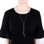 Sterling Silver Long Tassel Necklace Bar Y Lariat Long Chain Drop Adjustable Necklace Gift for Her, 28 Inches