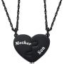 Ralukiia Mother and Son Heart Matching Necklace Set for 2 - Son to Mom Mother to Boys Graduation Back to School Birthday Jewelry