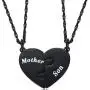 Ralukiia Mother and Son Heart Matching Necklace Set for 2 - Son to Mom Mother to Boys Graduation Back to School Birthday Jewelry