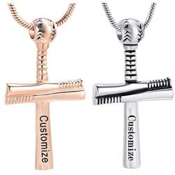 memorial jewelry Urn Necklace Athletes Cross Necklace Pendant Stainless Steel Baseball Bat Cross Necklace Cremation Jewelry