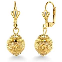 Gem Stone King Stunning 1-1/4 Inch Dangle Spheres Gold Plated Brass Lever-Back Womens Earrings