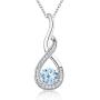 JO WISDOM Infinity Necklaces,925 Sterling Silver Cubic Zirconia Infinity Knot with Dancing Diamond Pendant Necklace,Birthstone Jewelry for Women