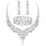 Udalyn Crystal Bridal Jewelry Sets for Women Necklace Earrings Bracelet Set for Wedding Rhinestone Bridesmaid Gifts fit with Wedding Dress
