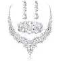 Udalyn Crystal Bridal Jewelry Sets for Women Necklace Earrings Bracelet Set for Wedding Rhinestone Bridesmaid Gifts fit with Wedding Dress