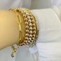 Beaded Bracelet for Women Stack 14 K Real Gold Ball Beads Bracelet Elastic String Friendship Bracelets Set Dainty Stretch Bracelets Jewelry for Men Girls