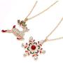ELEARD Long Christmas Necklace Sparkle Crystal Snowflake Reindeer Wreath Pendant Necklace for Women Girls Festive Sweater Necklace Xmas Holiday Party Jewelry Set Gifts