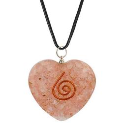Art Of Creation Rose Quartz Heart Pendant Necklace | EMF Protection | Crystal Chakra Gemstone Necklace | Energy Generator