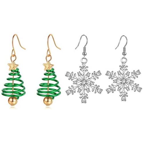 Hot Handmade Christmas Dangle Earrings & Crystal Snowflake Earrings Holiday Party Drop Earrings, Festival Gift Idea, Thanksgiving Themed Earrings Christmas Jewelry Women Girls
