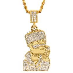 putouzip Mens 18K Gold Plated CZ Fully Iced Out Cartoon 316L Stainless Steel Pendant