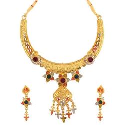Efulgenz Indian Style Bollywood Fashion Wedding Bridal Choker Collar Necklace Dangle Earrings Jewelry Set