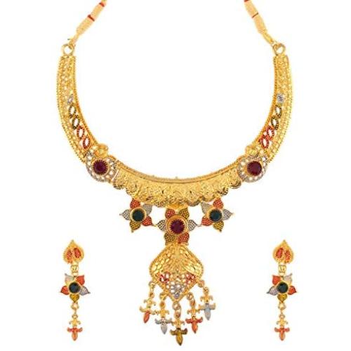 Efulgenz Indian Style Bollywood Fashion Wedding Bridal Choker Collar Necklace Dangle Earrings Jewelry Set