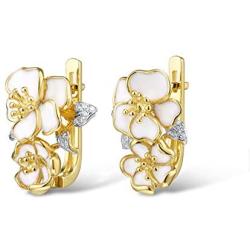 Santuzza Orchid Dangle Earrings 925 Sterling Silver Elegant White Flower Glamorous Enamel Earring For Women