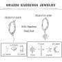 ORAZIO 6 Pairs Hoop Dangle Earrings Set for Men Women Heart Crystal Star Moon Heart Asymmetrical Huggie Drop Dangle Earrings Stainless Steel Earrings Fashion Jewerly