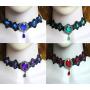 Punk Rock Wedding Party Handmade Black Lace Choker, AILUOR Gothic Retro Lolita Beads Chain Vampire Pendant Necklace for Women Halloween