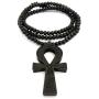 Fashion 21 Egyptian Ankh Cross Pendant 6mm 27'' Stretchable Wooden Bead Necklace (3 Colors Available)