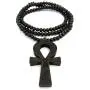 Fashion 21 Egyptian Ankh Cross Pendant 6mm 27'' Stretchable Wooden Bead Necklace (3 Colors Available)