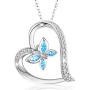 AEONSLOVE Sterling Silver Butterfly Necklace for Women, Heart Pendant Butterfly Jewelry Gifts for Girls Girlfriend, 18'' Chain
