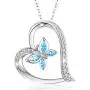 AEONSLOVE Sterling Silver Butterfly Necklace for Women, Heart Pendant Butterfly Jewelry Gifts for Girls Girlfriend, 18'' Chain AEONSLOVE Sterling Silver Butterfly Necklace for Women, Heart Pendant Butterfly Jewelry Gifts for Girls Girlfriend, 18'' Chain