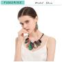 FAMARINE Vintage Tribe Chunky Collar Necklace, Geometry Acrylic Pendant Bib Statment Necklace Multicolor Costume Jewelry for Women