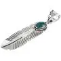 Turquoise Feather Pendant Necklace in Sterling Silver 925 & Genuine Turquoise (20'' Length) Turquoise Feather Pendant Necklace in Sterling Silver 925 & Genuine Turquoise (20'' Length)