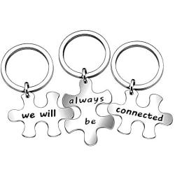 lauhonmin 3pcs Best Friends Brothers Sisters Gifts Key Chain Set Friendship Long Distance Gifts - We Will Always be Connected Keychain