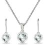 Sterling Silver Genuine or Synthetic Gemstone Heart Bezel Necklace & Dangle Earrings Set