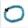 Xusamss Fashion Religious Cross Bracelet 8mm Tiger Eye Turquoise Beads Elastic Bracelet,7 1/2 Wrist