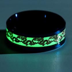 Ginger Lyne Collection Dragon Glow in The Dark Stainless Steel Black Comfort Fit Band Ring
