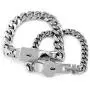 Uloveido Titanium Steel Cuban Chain Bracelets for Couples, His and Hers Square Heart Lock Bangles Matching Jewelry Set Y853
