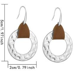 Women Pu Leather Geometric Irregular Round Earring for Girls Square Dangle Drop Boho Ear Jewelry