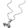 Mens Steel Hand Weight Lifting Barbell Dumbbell Pendant Necklace with 30 inches Ball Chain