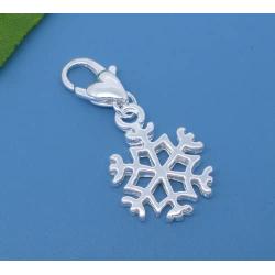 Clip on Snowflake Charm for European Jewelry w/Lobster Clasp