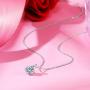 Sterling Silver Rose Necklace Round-Cut Sparkle Swarovski Zirconia Pendant Necklace