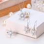 EVER FAITH Womens Jewelry 925 Sterling Silver Cubic Zirconia Elegant Winter Snowflake Party Necklace Earrings Ring Set