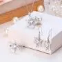 EVER FAITH Womens Jewelry 925 Sterling Silver Cubic Zirconia Elegant Winter Snowflake Party Necklace Earrings Ring Set