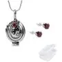 JinYu 2 Set The Vampire Diaries Elena Gilbert Opening Vervain Locket Pendant Necklace and Red Earrings with Transparent Box