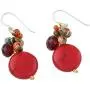 NOVICA Calcite .925 Sterling Silver Cluster Earrings, Red Circles NOVICA Calcite .925 Sterling Silver Cluster Earrings, Red Circles