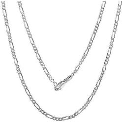 Authentic Solid Sterling Silver Figaro Link .925 Rhodium Necklace Chains 2MM - 8.5MM, 16'' - 30'', Silver Chain for Men & Women, Made In Italy, Next Level Jewelry