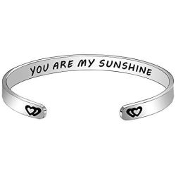 lauhonmin Bangle Bracelets for Women Inspirational Gifts for Women Girls Men Motivational Cuff Bangle You are My Sunshine Family Birthday Gifts Jewelry