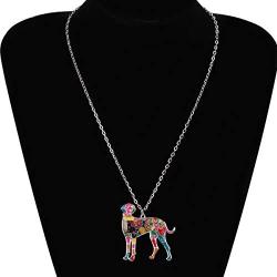 DOWAY Great Dane Necklace for Women Girls Charm Enamel Pet Dog Pendant Alloy Chain Fashion Jewelry Gift