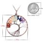 AQwzh Tree of Life Necklace for Women Tree of Life Pendant Amethyst Rose Crystal Necklace Gemstone Chakra Jewelry for Her Valentines Day