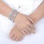 EVER FAITH Womens Austrian Crystal Bride Heart Art Deco Elastic Stretch Bracelet Clear